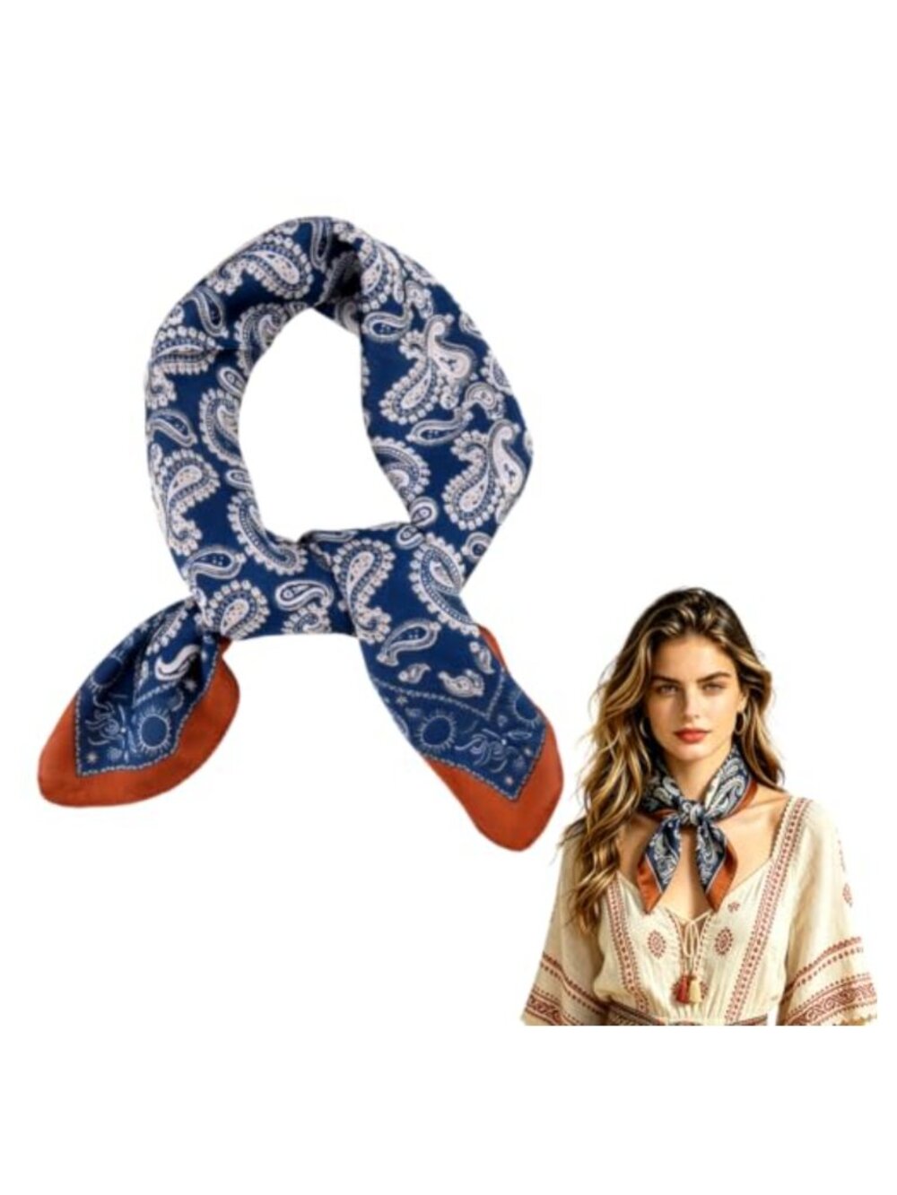 Satin Square Neck Scarf Headband Hair Wrap Women 27.5in